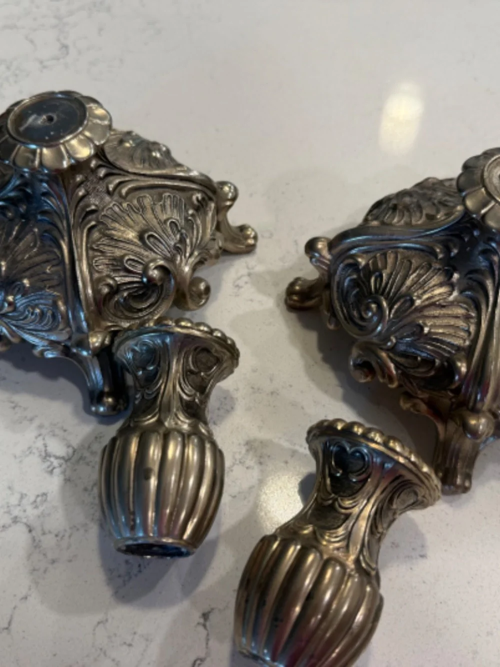 Vintage Japan Silverplate Rococo Candlesticks Pair Ornate Project Restoration